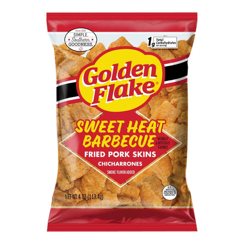 GOLDEN FLAKE SWEET HEAT BBQ FRIED PORK SKIN 4oz/4pk