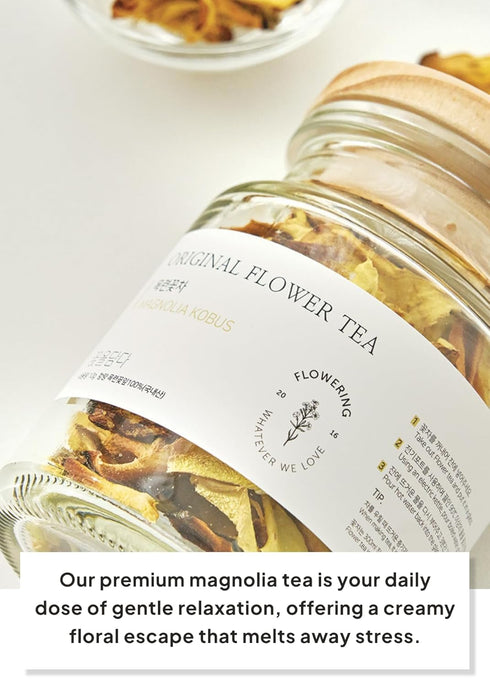Korea,10g Korean Food, KKOKDAM Original Magnolia Flower Tea, Decaf Floral Blend, Fully Natural Flowers, No Caffeine