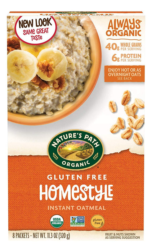 40g 11.3 (Pack 24) Nature's Path Organic Gluten Free Homestyle Instant Oatmeal, Non-GMO, Whole Grains, Ounce