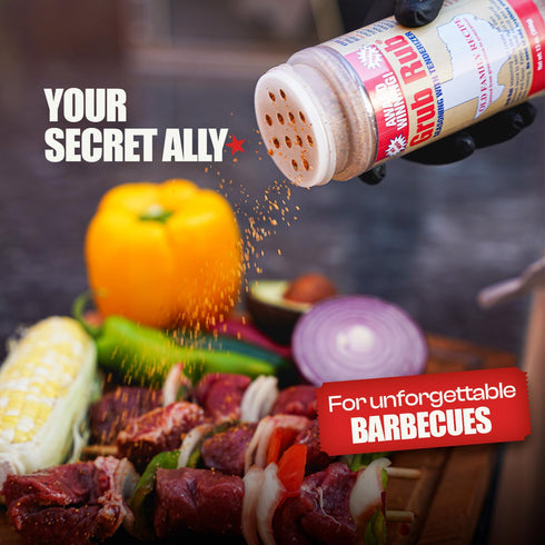 2 Pack 13 oz GRUB RUB BBQ Seasonings and Rubs, Bold Flavor for any cut Steak Seasoning, BBQ Blend Tenderizes Naturally