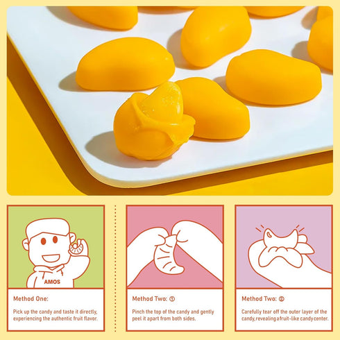 Gummy Pack, Pack 6 AMOS Peelerz Peelable Candy Variety Mango White Peach Banana Green Apple Passion Fruit Lychee, Soft