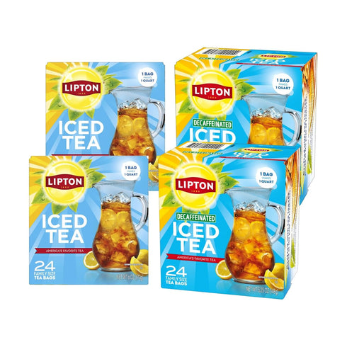 Lipton Iced Tea Family Size Tea Bags, Original & Decaf 24 CT
