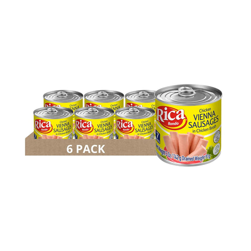Rica Chicken Vienna Sausages, Original Flavor, 5 oz Can (Pack of 6)