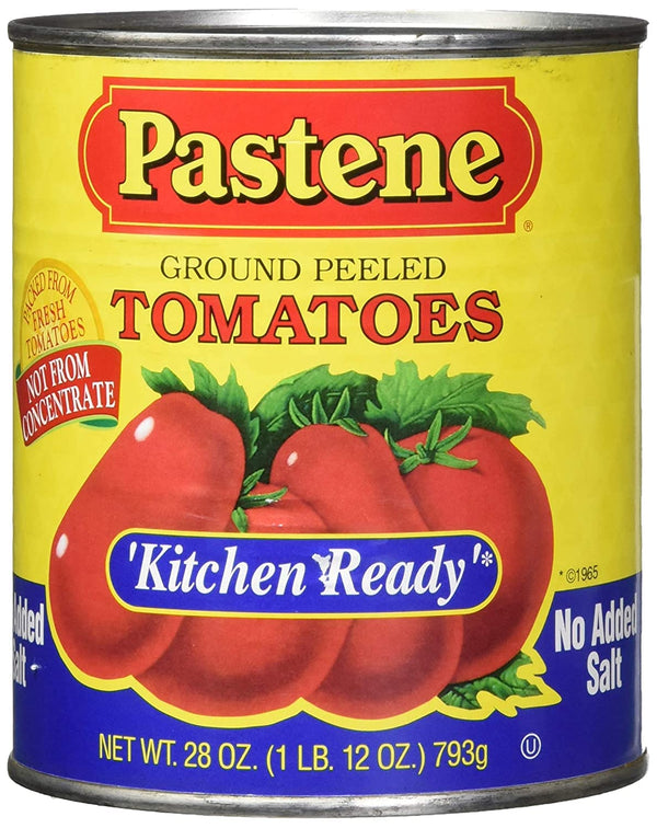 Pastene Kitchen Ready Ground Peeled Tomatoes "No Salt Added" 28oz Can (2 Pack)