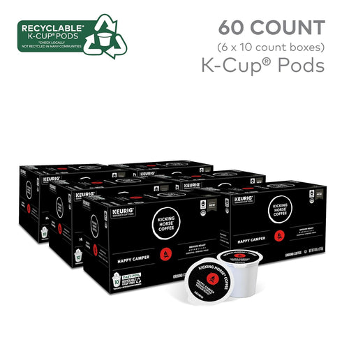 60-Count Kicking Horse Coffee, Happy Camper, Single Serve Keurig K-Cup Pods, Medium Roast Coffee, Box