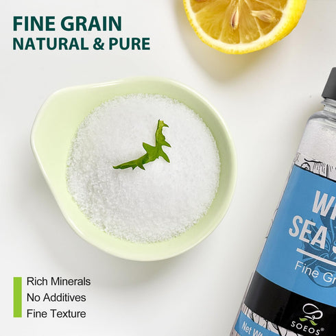 20 Oz (1.25 (Pack 1) Soeos Sea Salt, Fine Grain, Pound), Non-GMO, Nature Himalayan White Salt, Rock Salt for Grinder