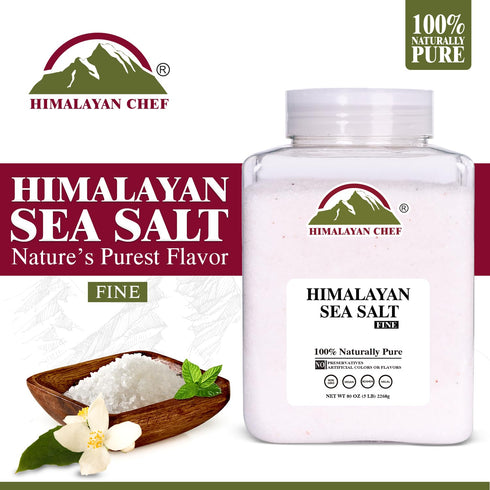 5 lbs 100% 84 Himalayan Chef Sea Salt Fine Grain Himalayan Salt, Bulk Bag - Natural, Unrefined, Kosher, Rich in Organic