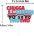 PANHUI Chugga Chugga Two Two Cake Topper - 2nd Birthday Railroad Party Decorations, Train Birthday Cake Decor, Second