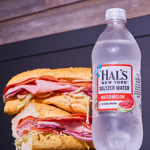 Hal's New York 20 Oz (Pack 24) Seltzer Water, Watermelon Sparkling Water, Fl Bottles