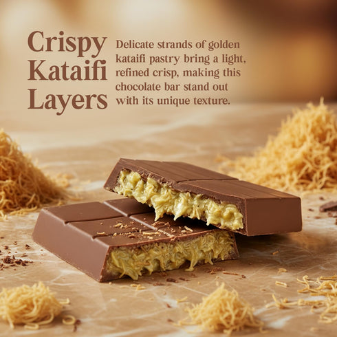 7 oz Dubai Chocolate Bar Pistachio Dessert with Pistachio Cream & Kataifi Filling | Gourmet Dubai Chocolate Filling |