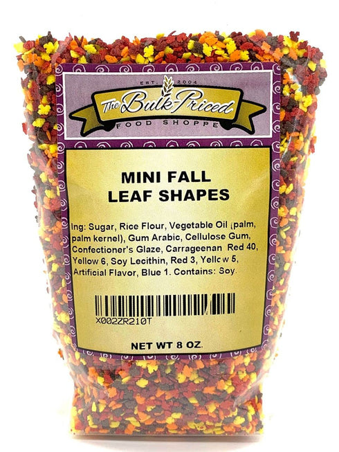Mini Fall Leaf Shaped Sprinkles, Mixed Fall Colors, Bulk Size (8 OZ. Resealable Zip Lock Bag)