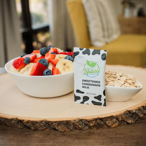9 (70 Simply Natural Sweetened Condensed Milk Creamer Single-Serve grams sachet, All Natural Coffee/Tea Creamer sachets
