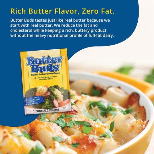 2 Oz (12-Pack) 0 0 Butter Buds Sauce Mix, Non-GMO, Gluten-Free Natural Butter Flavored Blend Made with Buttermilk, Fat