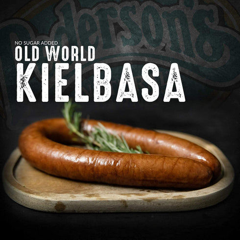 Kielbasa Whole30 (4 Pack, 14oz Pedersons Farms, Old World Rope Pork Sausage, Use/Freeze) - No Sugar Added, Uncured