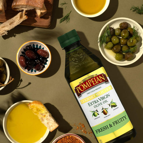 16 oz Pompeian Gourmet Selection Extra Virgin Olive Oil - fl - First Cold Pressed Olive Oil for Cooking - Fresh