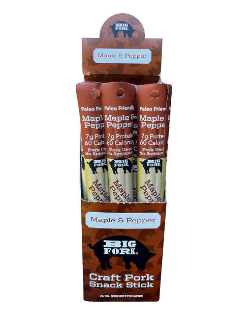100% 6 Count (1 oz Big Fork Maple & Pepper Pork Snack Sticks Small-Batch, Hickory-Smoked Meat Sticks | Berkshire Pork
