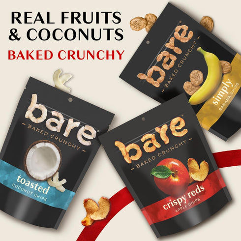 3.4oz bare Baked Crunchy Apple Chips, Fujis & Reds, Bag