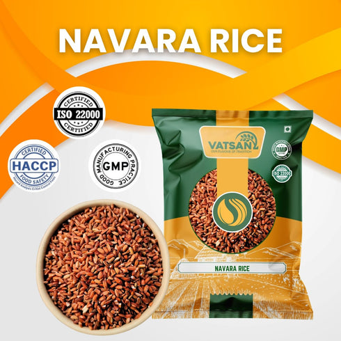 VATSAN 2lbs Navara Rice | Authentic Kerala Red Rice | Gluten-Free, High Fiber | Ideal for Ayurveda, Porridge & Healthy