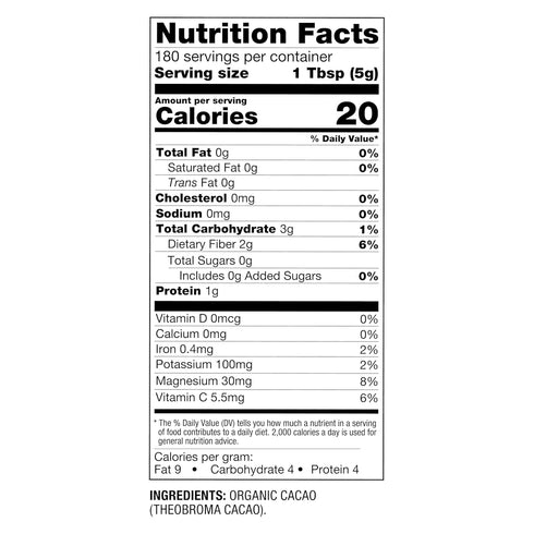 32 2 lb BetterBody Foods Organic Cacao Powder, Unsweetened, Rich Chocolate Flavor, Non-GMO, Gluten-Free, Ounce, bag