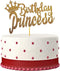 Happy Birthday Cake Topper for Princess Birthday Party Decorations, Double-faced Gold Glitter