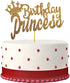 Happy Birthday Cake Topper for Princess Birthday Party Decorations, Double-faced Gold Glitter