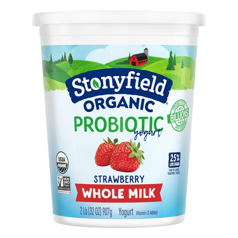 Stonyfield Organic Whole Milk Probiotic Yogurt, Strawberry, 32 oz. Immunity & Digestive