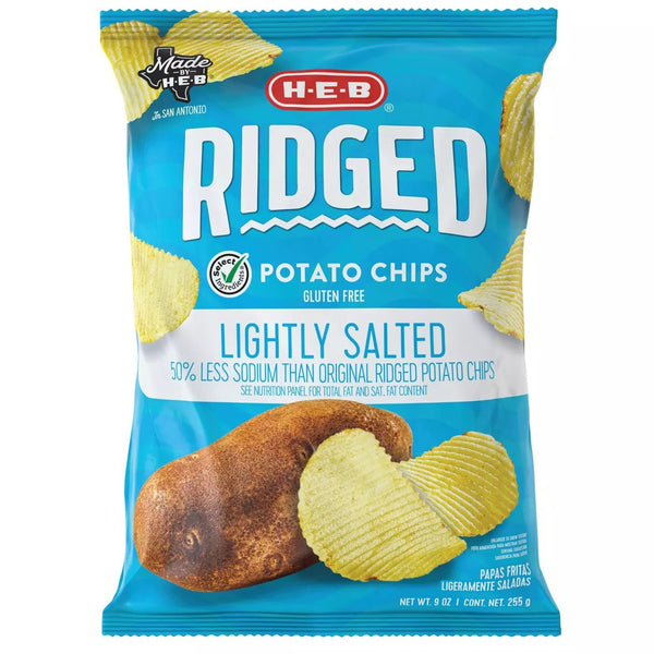 Generic HEB Ridged Potato Chips - Lightly Salted 9 oz 2 Bags