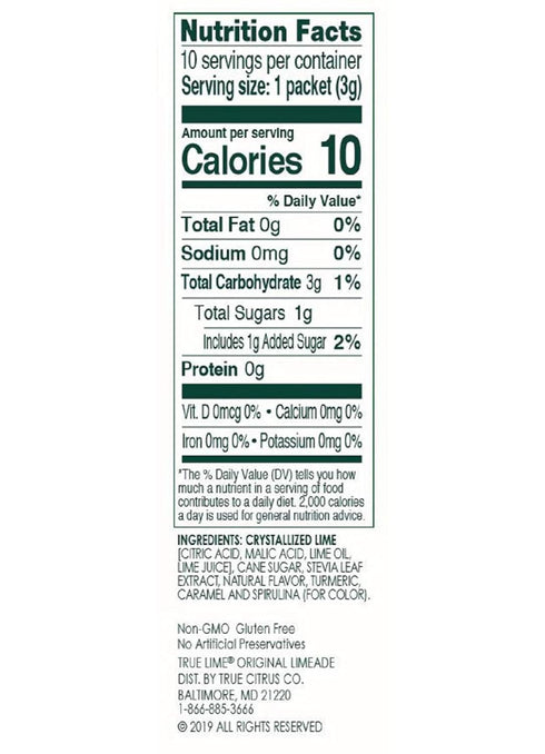 10 4 pack True Lime Original Limeade, ct