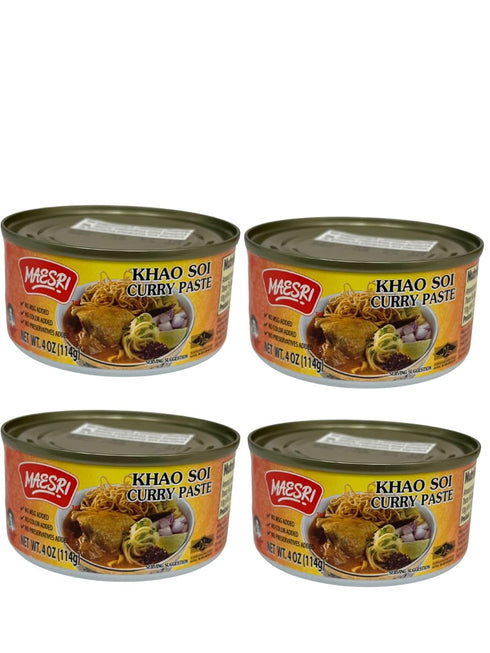 K KAIZEN8 Maesri Khao Soi Curry Paste, Thai Cooking Sauce, 4 Oz Can, Traditional