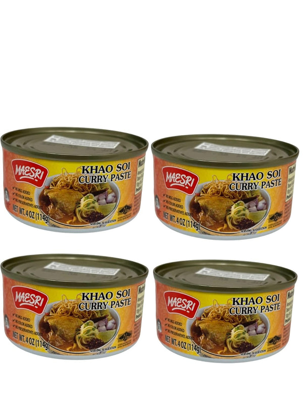 K KAIZEN8 Maesri Khao Soi Curry Paste, Thai Cooking Sauce, 4 Oz Can, Traditional