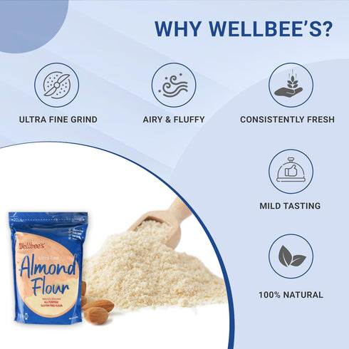 Wellbee's 5 lbs Almond Flour, Extra Fine, Gluten Free, Blanched, Low Carb, All Purpose