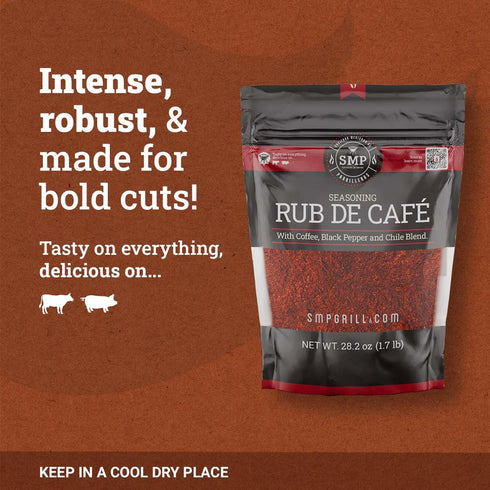 100% 800g 0.8 SMP Rub de Caf Bag Coffee-Infused BBQ Rub for Brisket, Pork Shoulder, Picaa & Ribs Natural