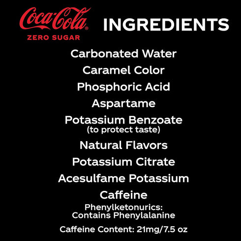 7.5 oz, 12 Pack (Package Coke Zero Sugar Mini-Can fl May Vary)