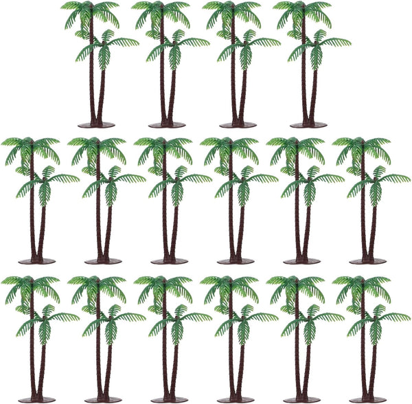 Gtziqa Palm Tree Cake Topper, 16 Pcs Fake Palm Tree Decor Mini Coconut