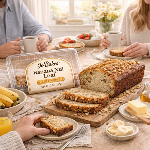 JO BAKES 12 oz (1 Banana Nut Loaf Moist HomemadeStyle Banana Bread, Fresh Baked Flavor, Loaf)
