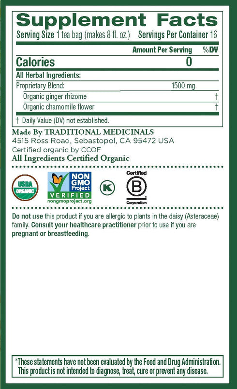 Traditional Medicinals Organic Ginger with Chamomile Tea, 16 Bags