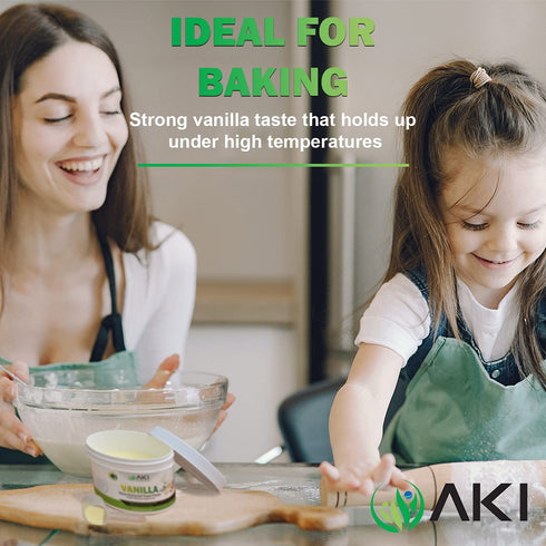 Aki Fine Vanilla Powder Extract from Beans (5.29oz/150g), Water Extracted Powder for Baking, Cooking, Smoothies,