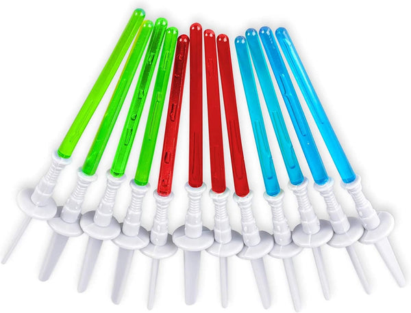 Super Z Outlet Light Sabre Cupcake Decoration Toppers, 12 Pack, 4" Tall Picks for Birthday Parties
