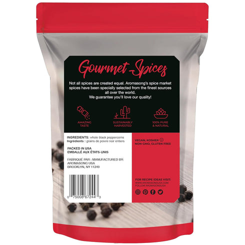(2.43 LB.) (12 OZ) Set Aromasong Organic Coarse Sea Salt with Black Peppercorn Grinder, Mill Refill Combo for Cooking