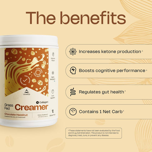 22 oz LevelUp Creamer, with Energizing MCT Oil and Collagen Peptides, Keto Coffee Creamer, Supports Natural Energy