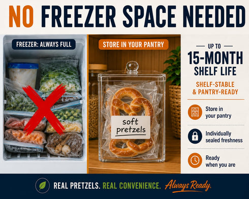Frozen Packed Soft Pretzels Shelf Stable Non Individual in Vacum Bags plus Pretzel Salt Philadelphia Bakery Authentic