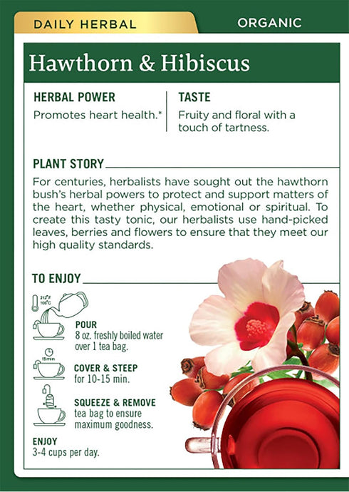 (Pack 3) 48 Traditional Medicinals Organic Hawthorn & Hibiscus Herbal Tea, Promotes Heart Health, of Tea Bags Total