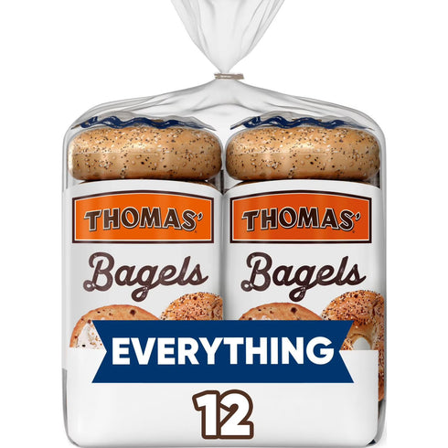 THOMAS' Everything Bagels, 12 Count, 10g Protein per Bagel, 40 oz.