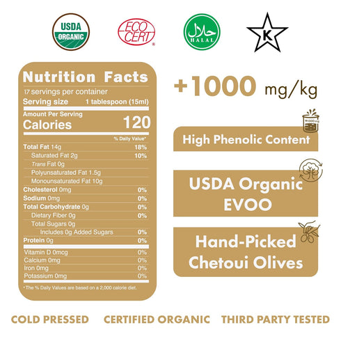 250 mL (1000+ 2025/26 (8.45 Oz) FIRMA Signature Organic, Extremely High Phenolic mg/kg), USDA Organic Tunisian Extra