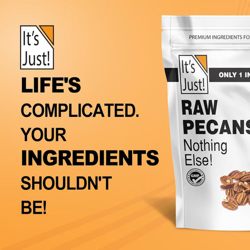 (15 (Pack 1)) It's Just - Raw Pecans Halves, Unsalted, Jumbo XL, Ready to Eat or Roast, Fancy Premium Nuts, Product