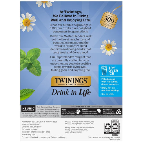 24 Count (Pack 2), Twinings Sleep Herbal Tea K-Cup Pods for Keurig, of Formerly Nightly Calm, Camomile, Spearmint