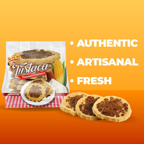 6 Oz 3-Pack De Mi Pais Tustaca Toasted Crackers Sweet and Savory Corn Crackers Made with Brown Sugar, Cheese, and Skim
