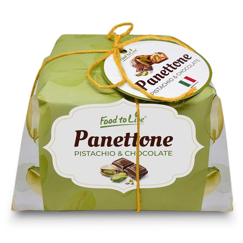 Italian Pistachio and Chocolate Panettone, Pack of 1 - Artisan Holiday Bread,