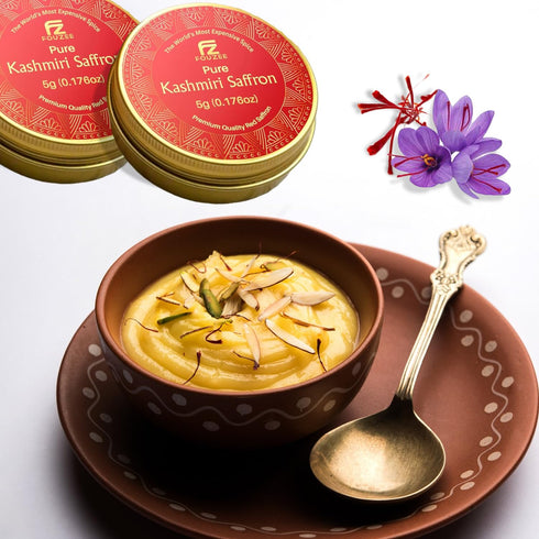 (5.0 Pack) Pure Saffron Threads Gram Tin Handpicked Kashmiri Saffron, All-Red Tips with Strong Aroma & Rich Flavor