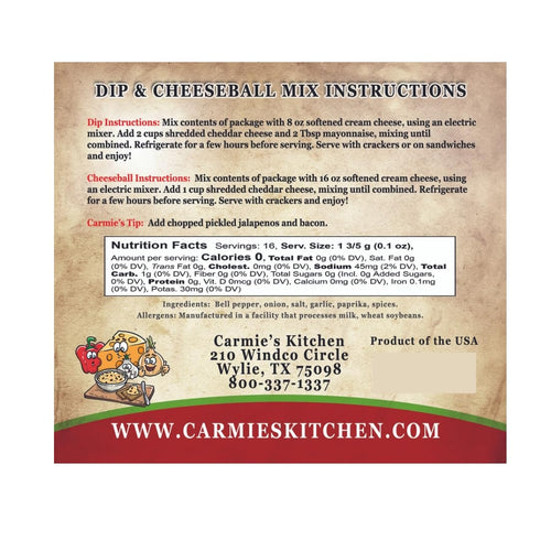 Carmie's Kitchen 0.9oz Pimento Cheese Dip & Cheeseball Mix